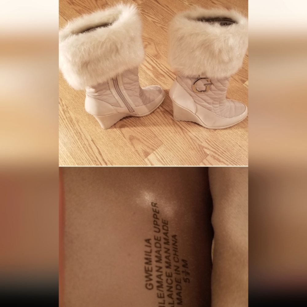 Guess fur wedge boots